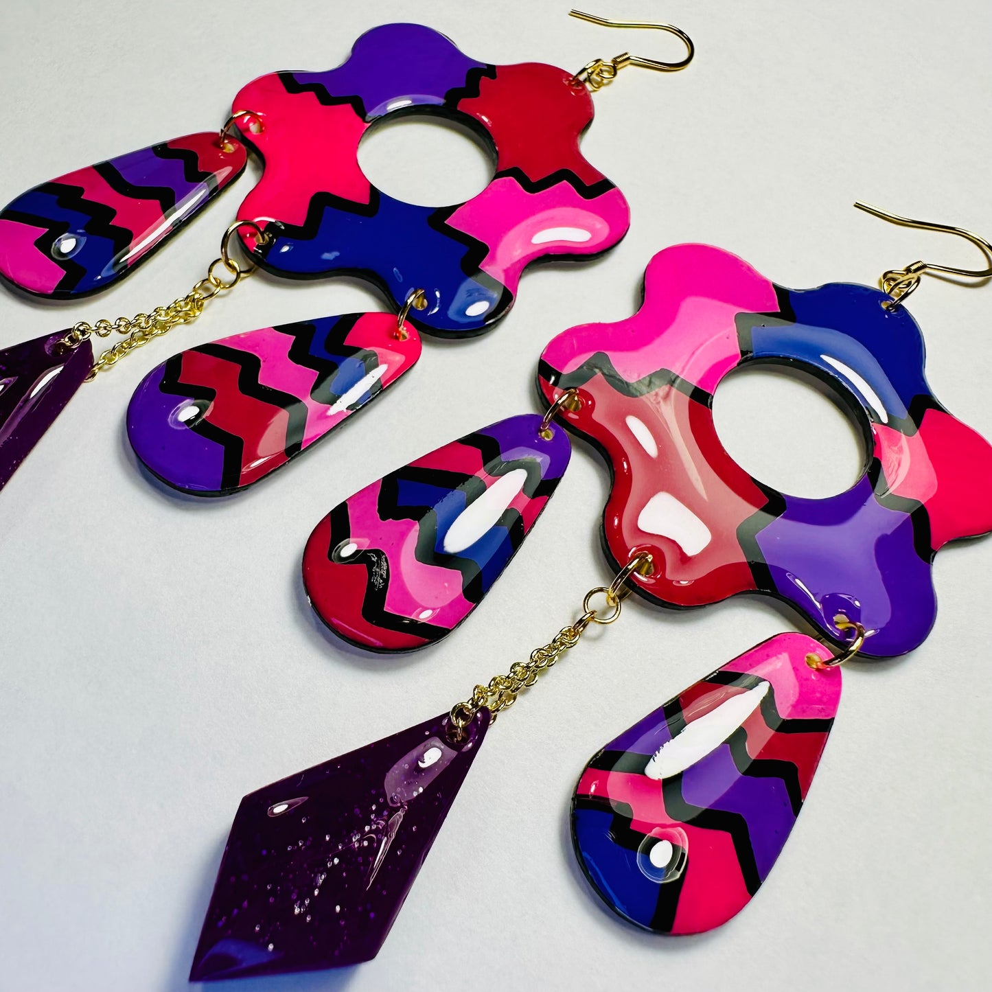 Abstract Multi-Dangle Earrings