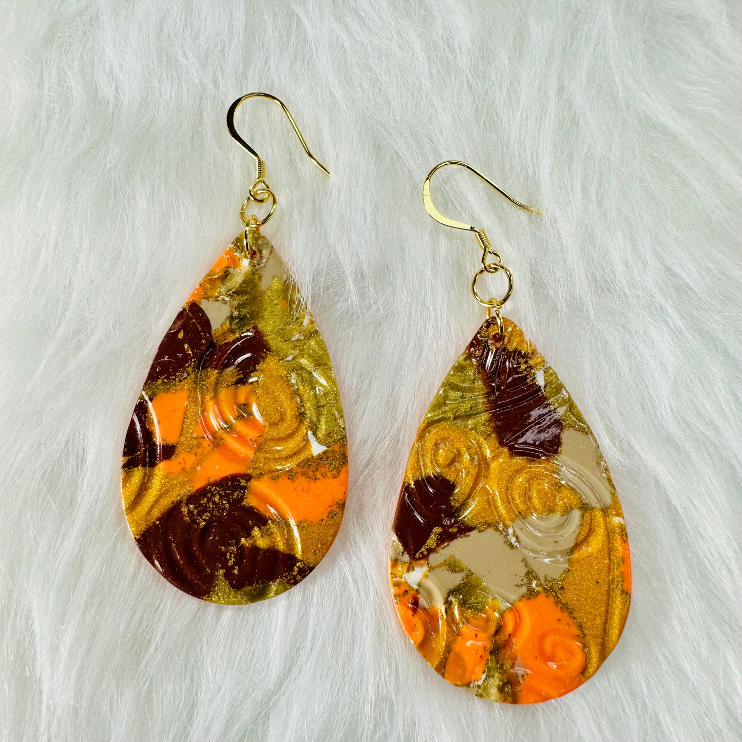 Fall Textured Tear Earrings