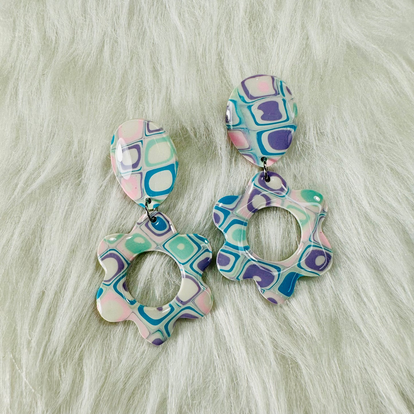 Retro 70's Style Polymer Clay Earrings