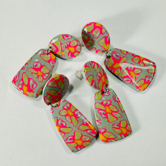 Retro 70’s Style Studded Polymer Clay Earrings