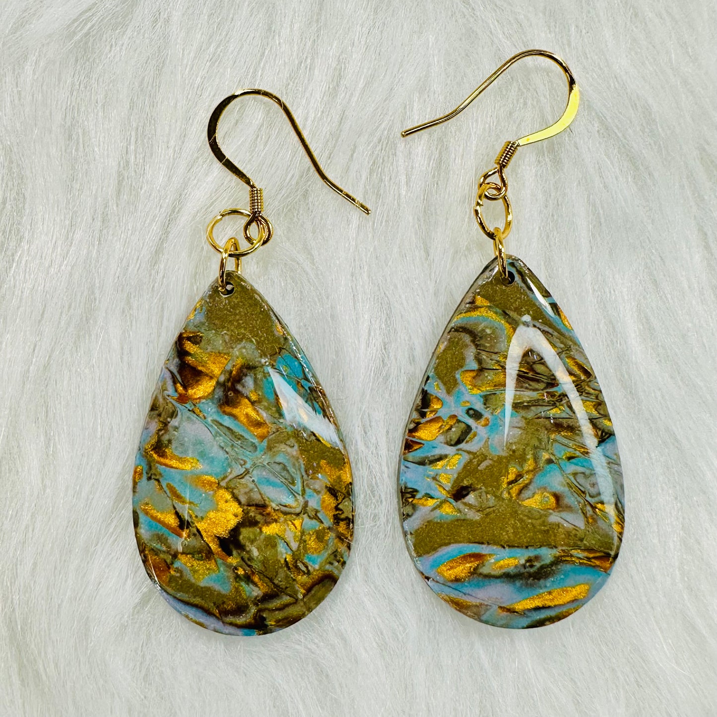 Faux Pietersite Stone Earrings