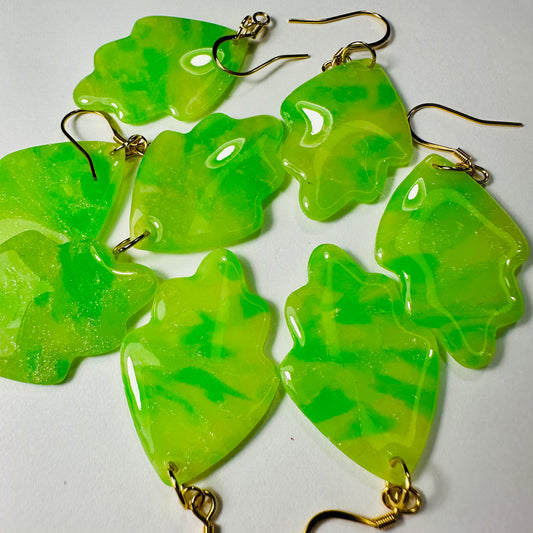 Translucent Green Faux Stone Leaf Earrings